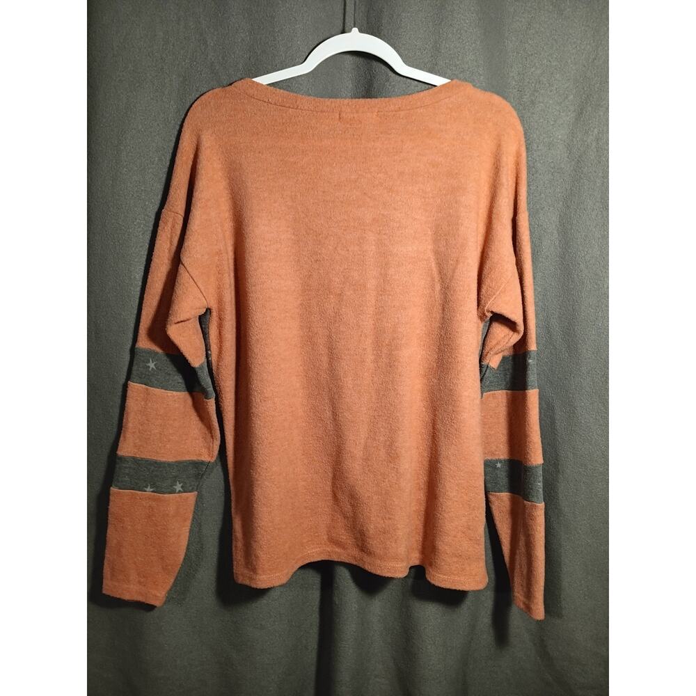 Adora Women’s Small Rust Orange Stripe Star Print Lightweight Soft Long Sleeve - Picture 7 of 7